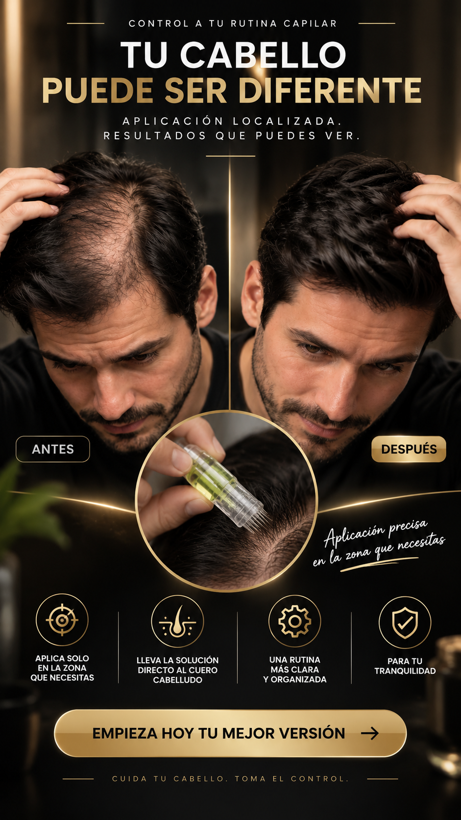 Fotografía real del kit y su solución cosmética