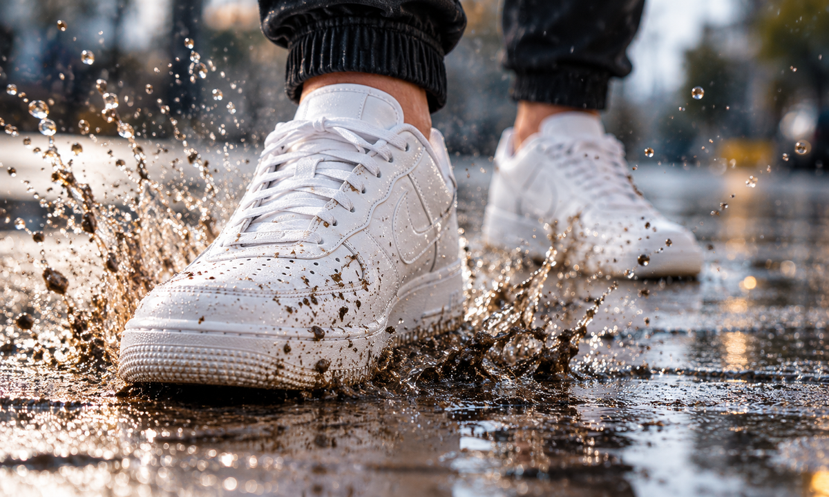 Tenis expuestos al agua y las salpicaduras