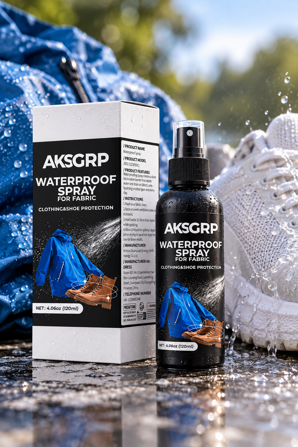 Spray repelente de agua AKSGRP de 120 ml usado en la oferta DryMax